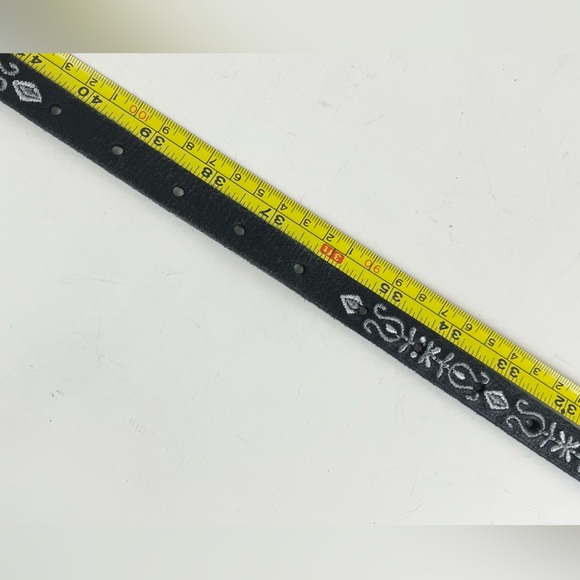 LUCKY BRAND Black Leather Silver Embroidered Belt Women’s Size L / XL - Picture 9 of 11
